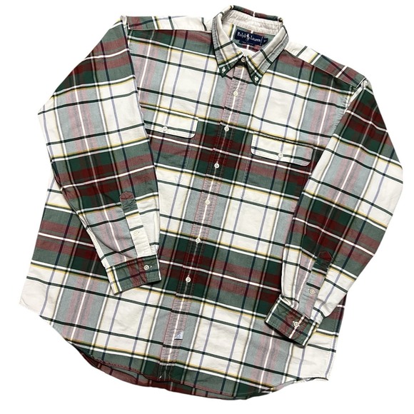 Vintage‎ Polo Ralph Lauren Shirt Mens XL Plaid Double Chest Pockets 100% Cotton - Picture 5 of 9